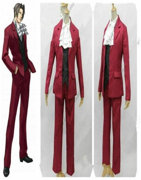 

miles edgeworth from ace attorney cosplay costume01234546335424700254, Black;red