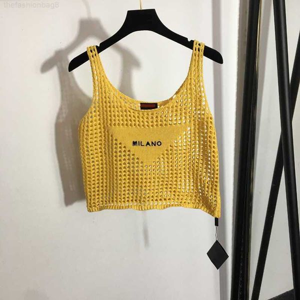

4 colors hollow vests tanks fashion letter embroidery vest summer breathable designer classy girls sling clothing, White