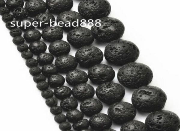 

200pcs natural black volcanic lava stone round beads whole drop 4 6 8 10mm4464057