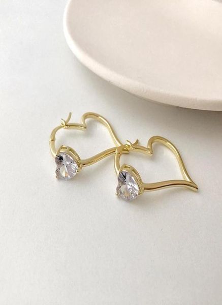

orgin summer exquisite hollow out love heart hoop earings for women minimalist gold rhinestone party gifts jewelry whole3975327, Golden;silver