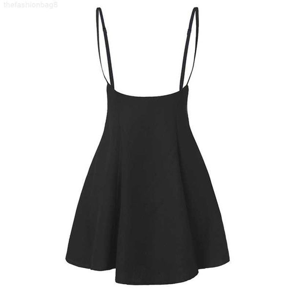 

luxurynew women skirts summer high waist stretch knee length flared pleated swing plain skirt fashion adjustable strap shirt for lady, Black