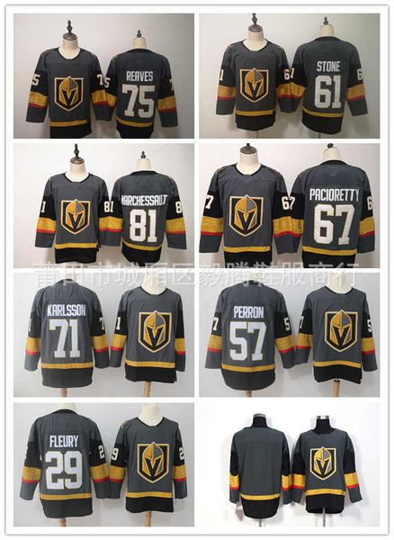 

cavaliers ice hockey jersey 75# 61# 81# 67# 71# 57# 29# embroidered ice hockey jersey, Black;red