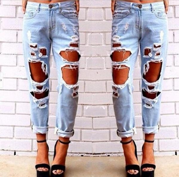 

2015081401 2015 new fashion jeans woman light blue solid novelty skinny full length ripped2059759
