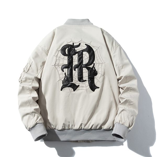 

mens jackets spring men letter pu embroidery fashionable versatile bomber jacket casual couples thin street retro women outerwear 230726, Black;brown