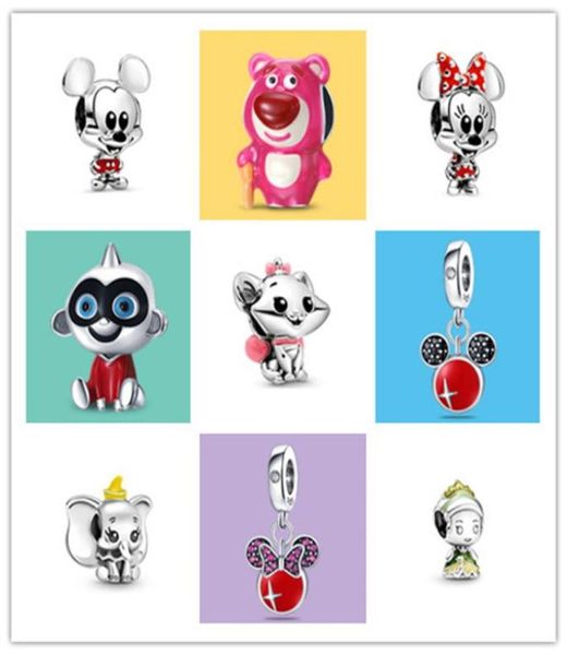 

s925 sterling silver loose beads colorful love beaded luxury bracelet classic heart charm original fit necklace fashion rainbow pendant wome, Bronze;silver