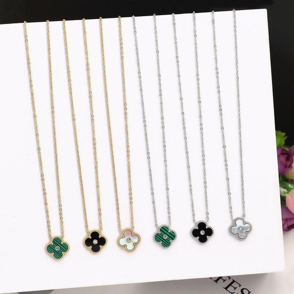 

good lucky stainless steel clover pendant necklace jewelry for women gift, Silver