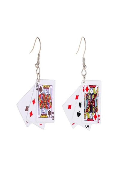 

creative poker charm alloy playing cards drop earrings funny party earring for women girls9059802, Golden