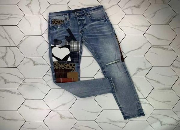 

hm398 mens jeans distressed motorcycle biker jean rock skinny slim ripped hole stripe fashionable snake embroidery de8576458, Blue