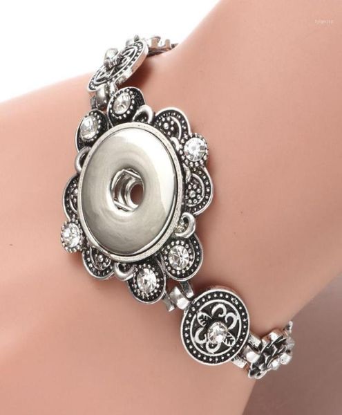 

2020 new flower rhinestone charms bracelet snap bracelet 1820mm fit 18mm snap button for diy snaps jewelry sz047511709454, Golden;silver