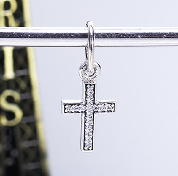 

real 925 sterling silver not plated cross pendant charm cubic zirconia european charms beads fit snake chain bracelet diy jewelry8161305, Black