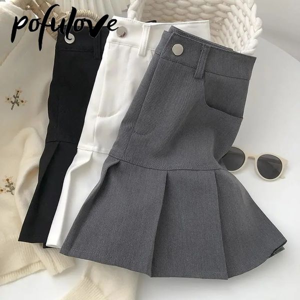 

skirts pleated skirt women y2k harajuku white pencil uniforms safety pants summer solid color casual mini kawaii fashion 230726, Black