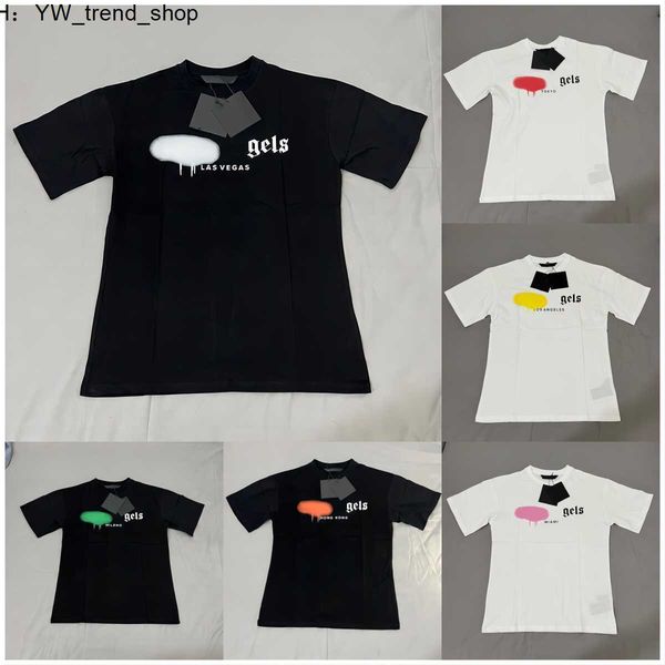 

palms 22s men's t shirts shirt city designer limited inkjet graffiti letter printing women's sailboat short-sleeved casual1 ang, White;black