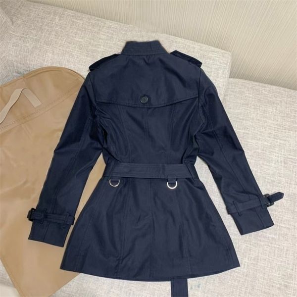 

women's jackets 2023 spring highend allmatch british style double breasted waist short coat trench ladies' windbreaker 230725, Black;brown