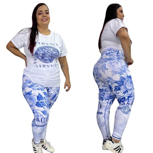 

designer women's t-shirt short-sleeved printed casual sports suit women's jogging suit 1xl-5xl, White