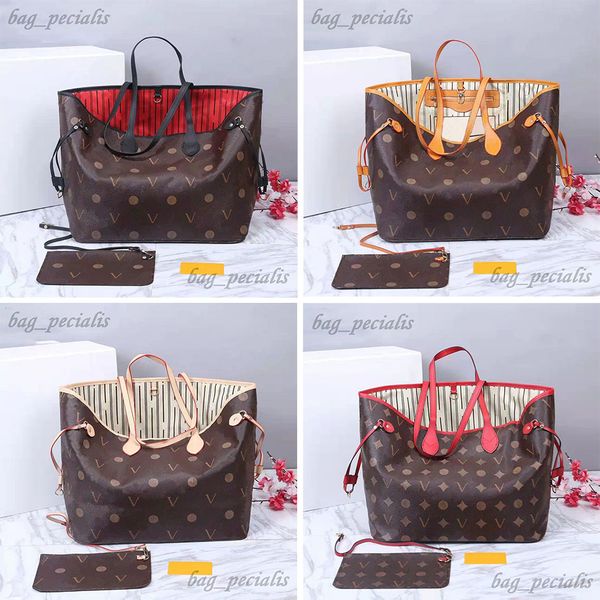 

designer tote bag leather high capacity composite shopping bags brown black flower floral brown lattice tote purses woman handbag 50cm
