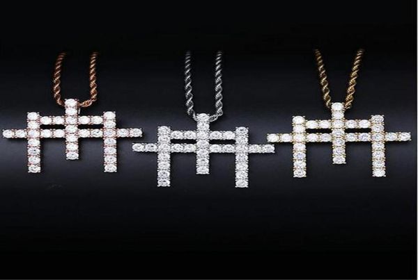 

14k gold ins gunna style m shape cross pendant necklace micro pave cubic zirconia diamonds bling bling pendant with 24inch rope ch9120941, Silver