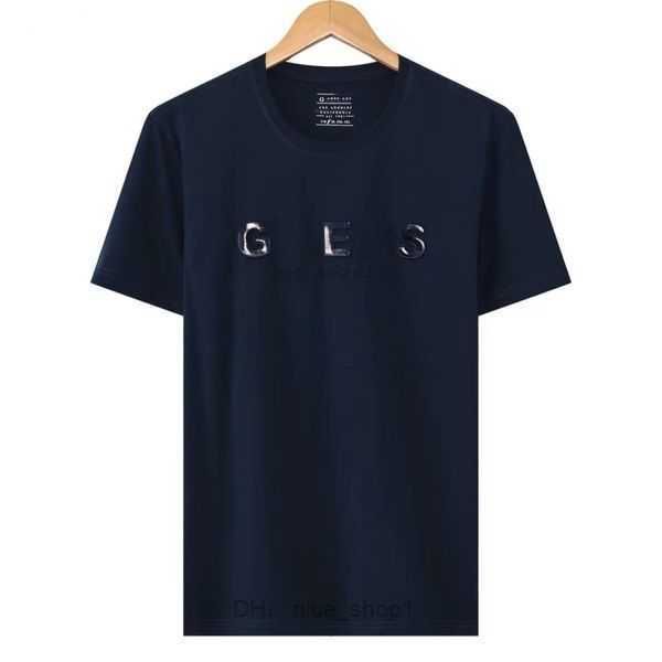 

guess t shirt ashion triangle letter question mark men clothes 23 summer breathable 100 cotton simple and versatile designer women mens shri, White;black