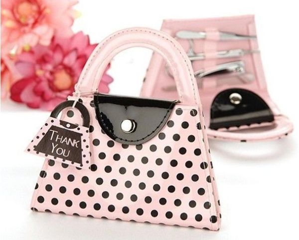 

wedding favor gift pink polka purse manicure set pedicure kd12905120