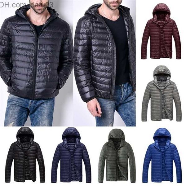 

men's down parkas men's down parkas men autumn winter light jacket fashion hooded short large ultra-thin lightweight youth slim co, Black