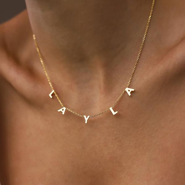 

pendant necklaces customized stainless steel name necklace custom personalized letter choker women nameplate gift drop 230727, Silver