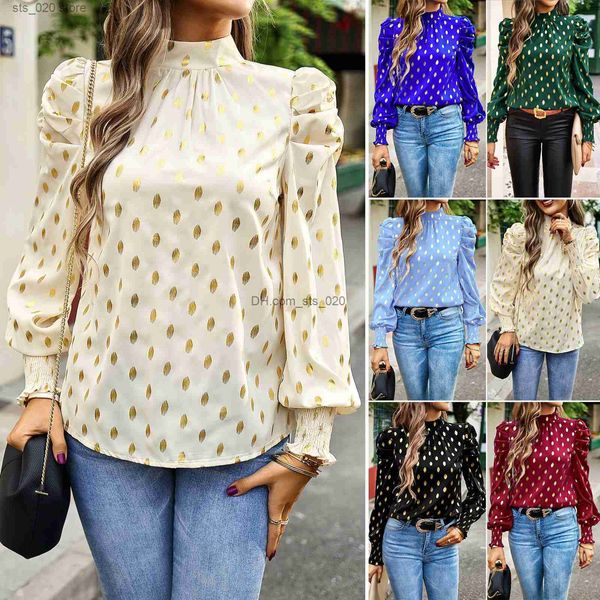 

women's blouses shirts women's 2023 autumn/winter temperament commuter round neck long sleeve shirt t230727, White