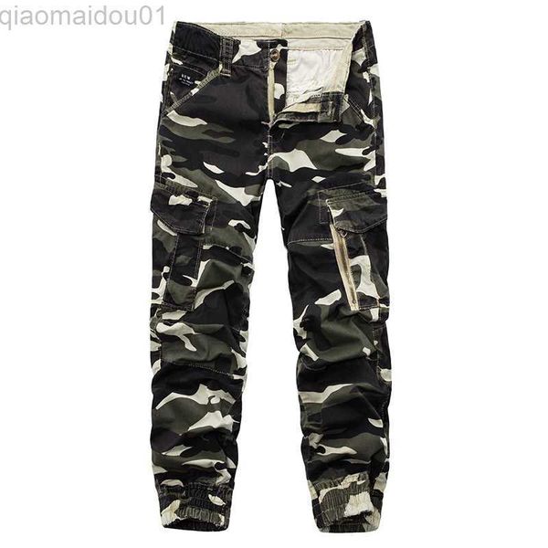

men's pants 2023 new brand mens cargo pants camouflage men streetwear track pant military pencil pant zipper fly casual youth joggers, Black