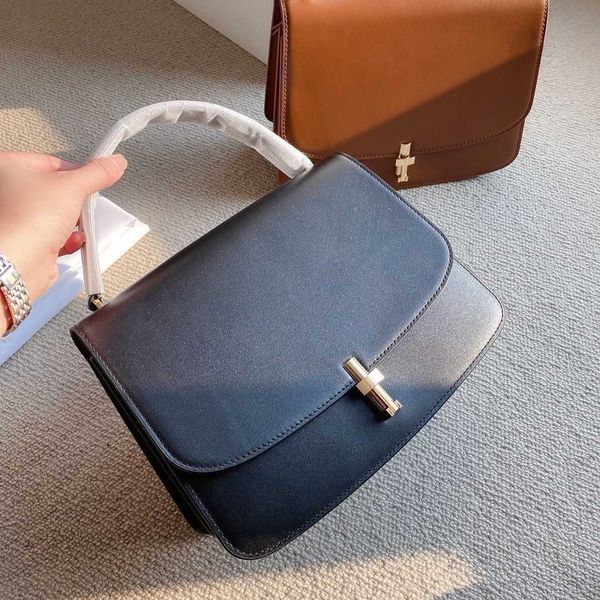 

2023 new sofia handbag row fashion versatile the ladies' bag leather tofu bag t-shaped button organ bag