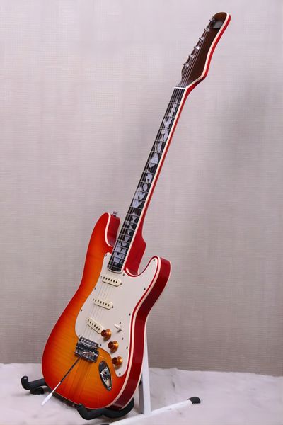 

custom shop stevie ray vaughan srv number one hamiltone cherry sunburst electric guitar bookmatched curly maple flame ma8380201