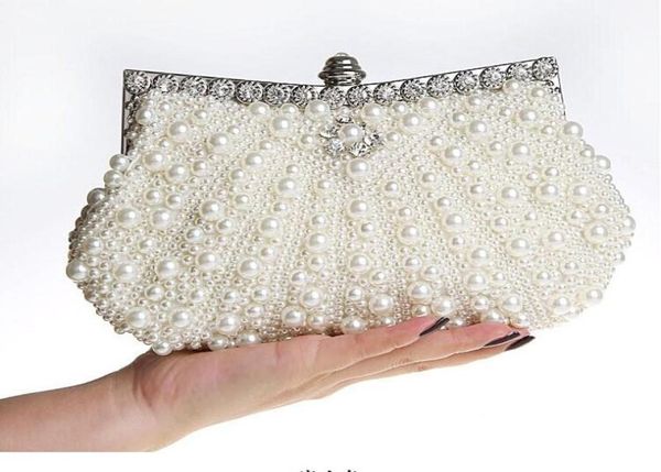

beautiful beaded ivory bridal handbag wedding bag champagne pearl in women039s handbags banquet evening party prom clutch bag8008196, Black