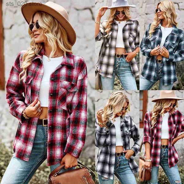 

women's jackets our checked shirt is a versatile autumn/winter 2022 fashion with a rural style t230727, Black;brown