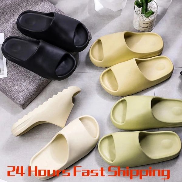 

slippers brand women men slippers fashion beach sandals women soft casual shoes men eva slides original flip-flops summer men's sandal, Black