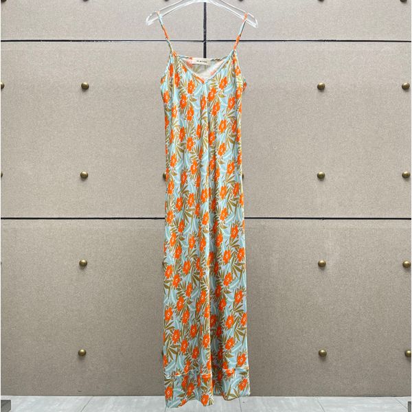 

european fashion brand v neck floral printed suspender dress, Black;gray