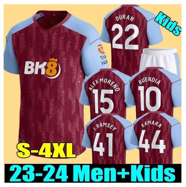 

23 24 aston villas soccer jerseys kids kit home 2023 2024 football shirt training away fans player version camisetas futbol mings mcginn bue, Black;yellow