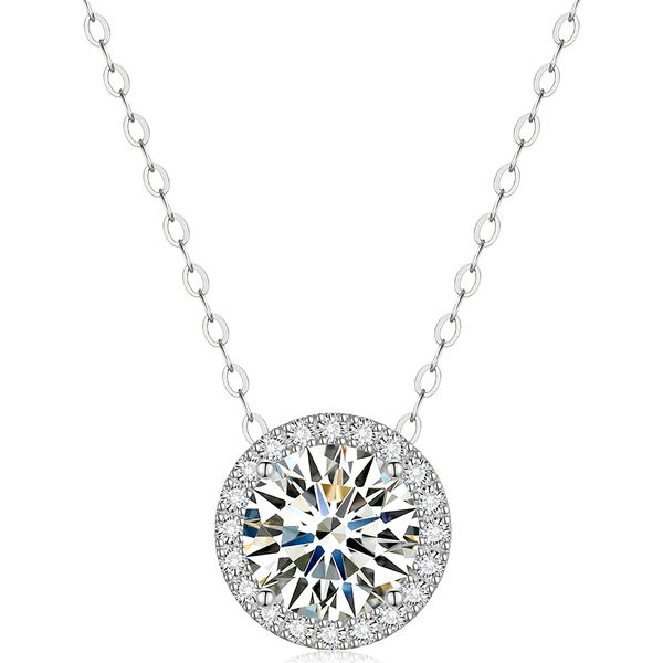 

moissanite diamond 6.5mm 1ct necklace for woman pendant 925 silver necklace chains party bridal fine jewelry