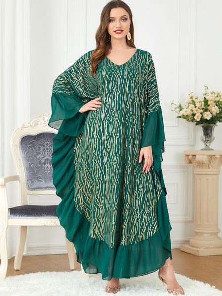 

qnpqyx elegant muslim dress women print abaya bat sleeve morocco party dress kaftan turkey arab long robe vestidos dubai maxi dresses, Red