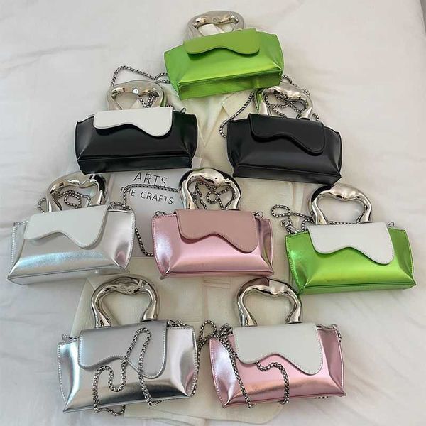 

metallic purse y2k hobo bags fashionable one shoulder women's bag shiny pu personalized fashionable handheld small bag chain crossbody