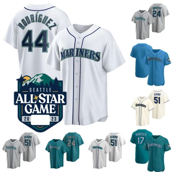

seattle julio rodriguez 2023 all-star game jerseys mariner ken griffey jr. ichiro suzuki mitch haniger robbie ray carlos santana eugenio sua, Blue;black