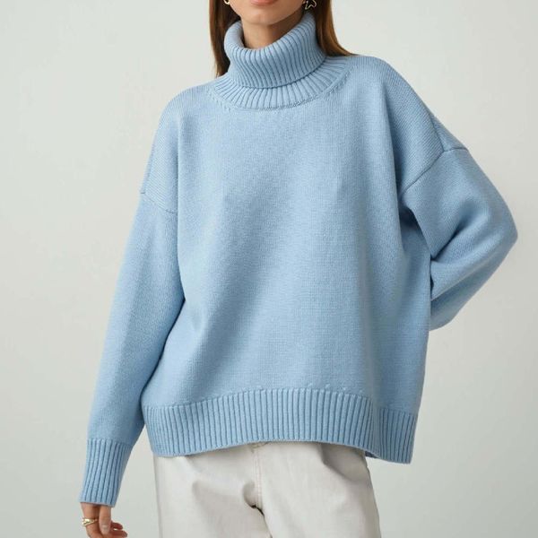 

women's sweaters 2023 women autumn turtleneck sweater fashion solid color pullovers long sleeve knitted good quality blue 230727, White;black