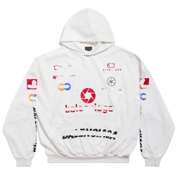 

mens womens league hoodie oversized in white medium fleece oversize fit worn-out effect loose hooded jumper clothing, Black
