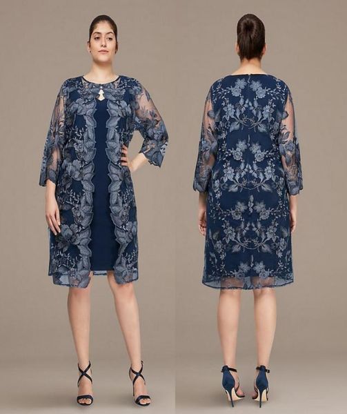 

dark navy lace short mother of the bride dresses with jackets sheath v neck long sleeves wedding guest dress knee length satin eve9371890, Black;red