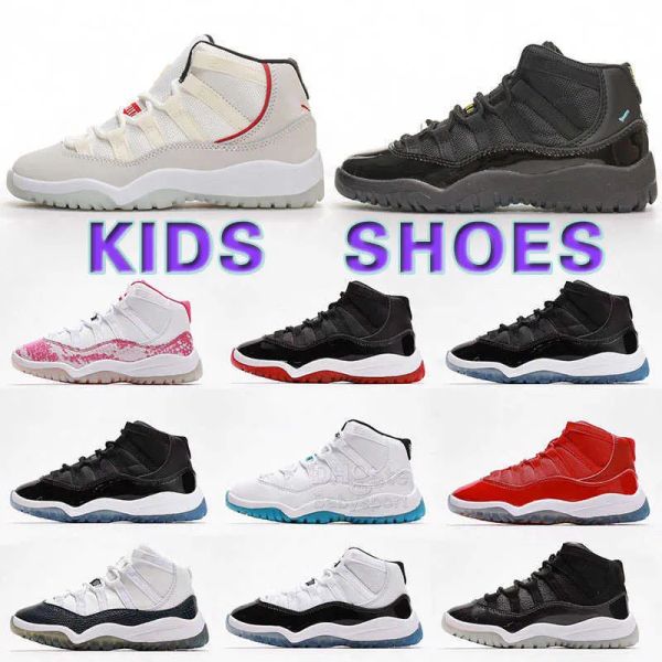 

11s kids platinum tint basketball shoes children bred gamma blue gym red 72-10 toddler sneaker concord win like 96 gym red infa, Black