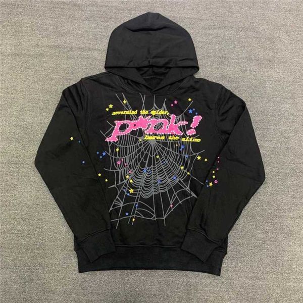 

puff print hoodie men women 1 heavy fabric sweatshirts pullover, Black