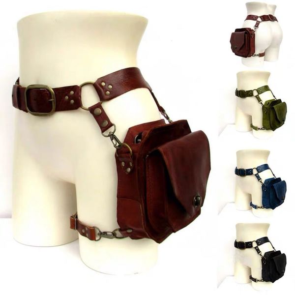 

evening bags pu small square bag women satchel cross leg bag waist bag motorcycle wind side bag medieval knight personality props fanny pack