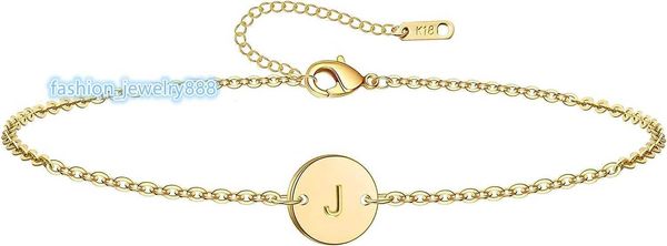 

chain women's i initial c harmb racelet 1 8kg old p related s stainless steel c oin p related e ngaved l etterb racelet p personalized, Black