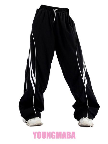 

t-shirt wide oversize aesthetic y2k clothing fashion baggy drawstring women loose casual trousers, White