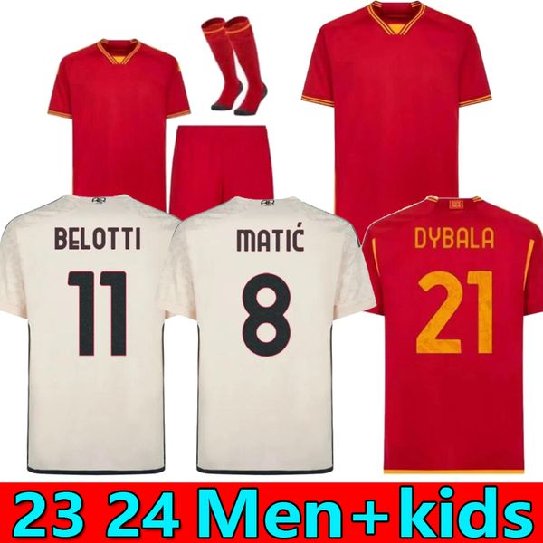 

23 24 dybala romas soccer jerseys belotti maglia pellegrini belotti celik abraham 2023 2024 player football shirts mancini kumbulla men kids, Black;yellow