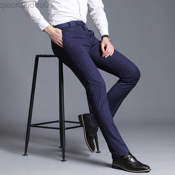 

men's pants 2023 mens suit pants fashion business casual formal suit trousers men stripe straight men dress pant trajes de hombres de v, Black