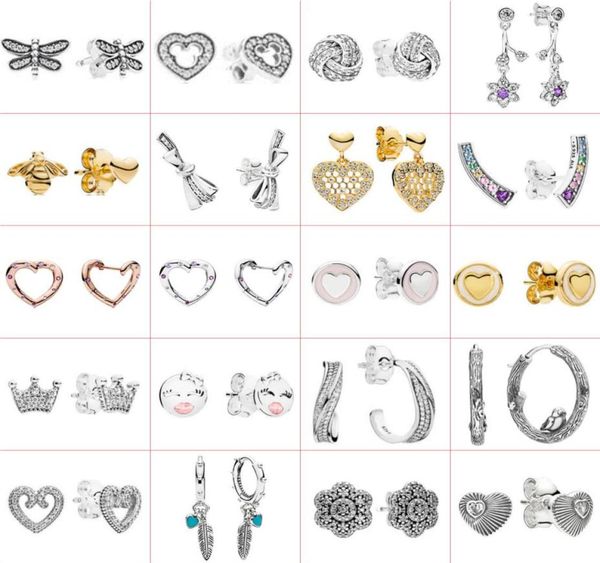 

2021 new style 925 sterling silver elegant fashion diy cartoon creative exquisite earrings jewelry factory direct s8373164, Golden;silver