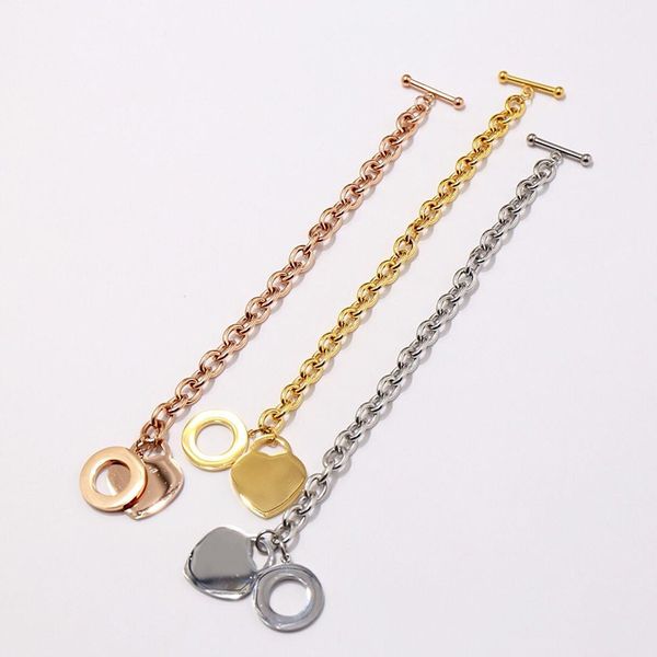 

fashion jewelry brand pulseira stainless steel heart love bracelet & bangle rose gold plated heart forever love tag bangle jewelry for women, Black