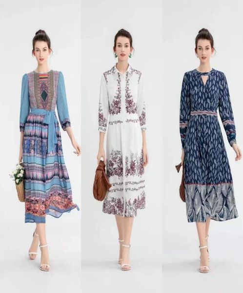 

highquality spring retro style printed dress01234567378532709786052, Black